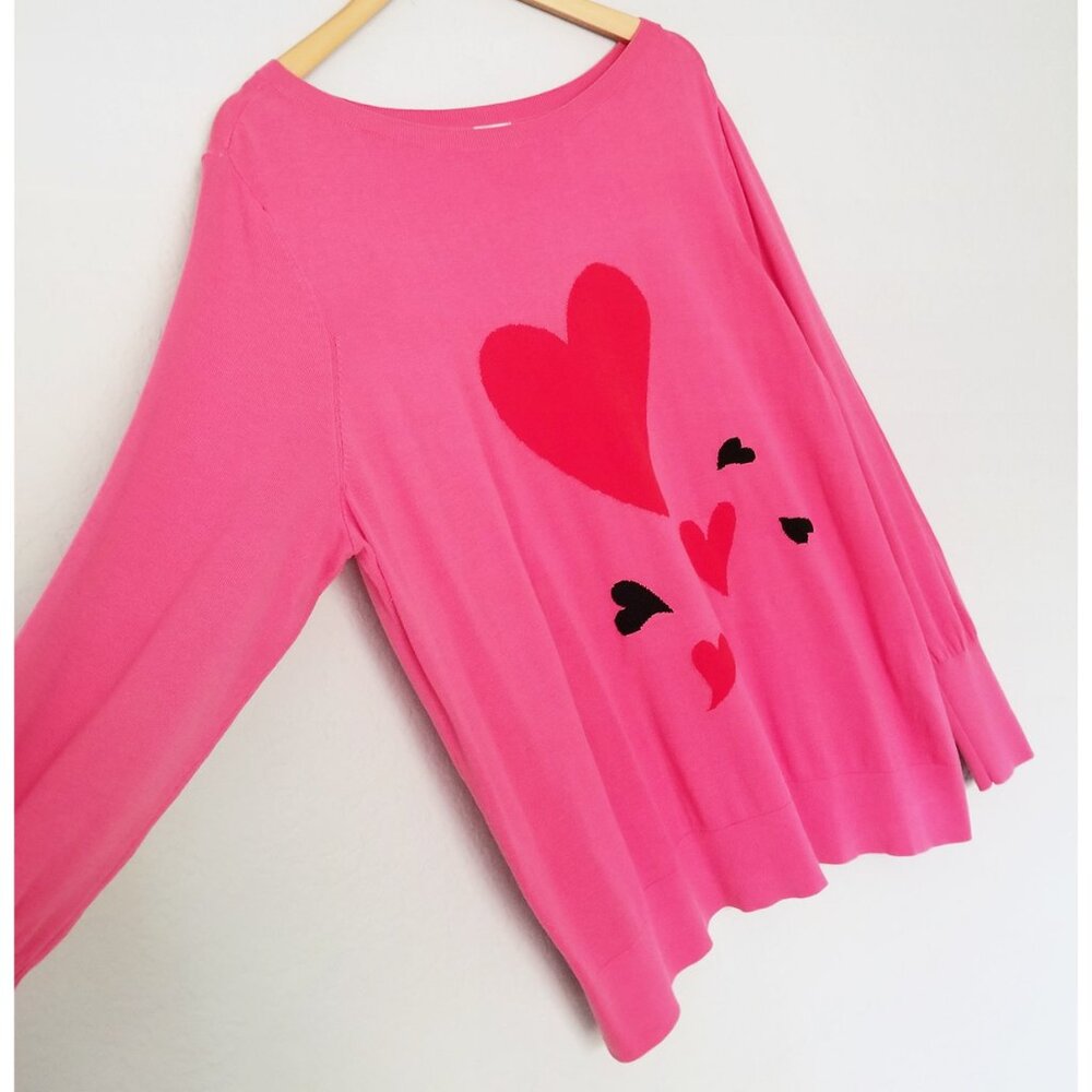Chico’s Big Heart Pink Pullover Sweater Lightweight Jumper Plus Size XXL $90 - Picture 7 of 16